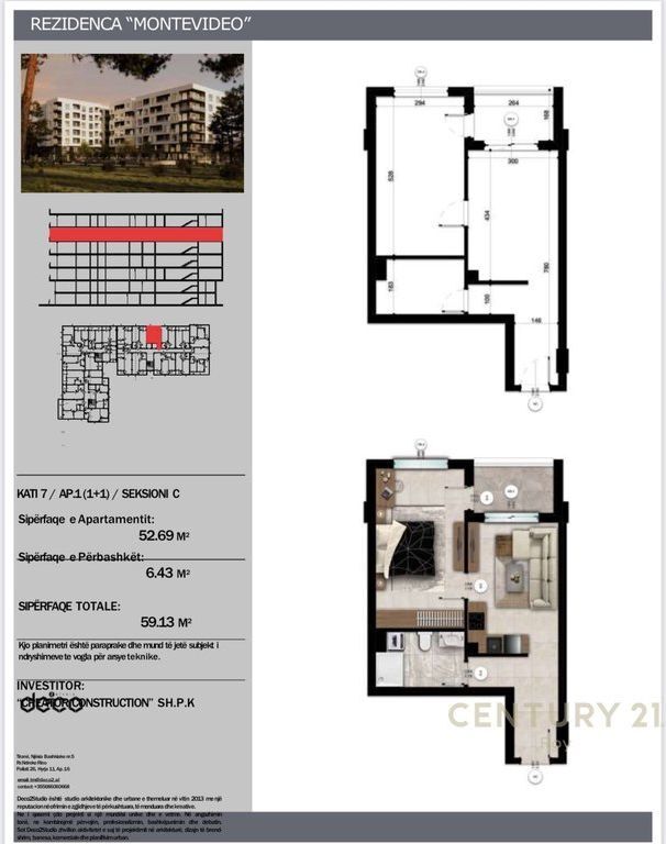 Apartament 1+1 Në Shitje në Mali i Robit, Durrës - 94,608€ | 59.13 m²