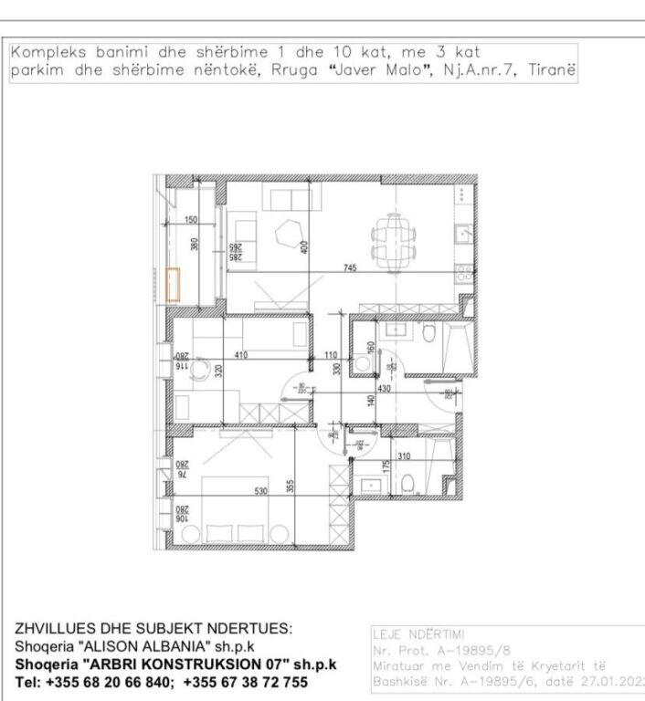 Apartament 2+1+2 ne shitje , Tirana Riverside Residences