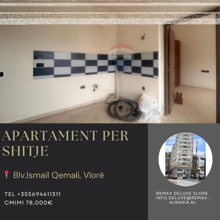🏡 Apartament 1+1 për Shitje pranë Xhamisë – Gjimnazi “Ali Demi”, Vlorë