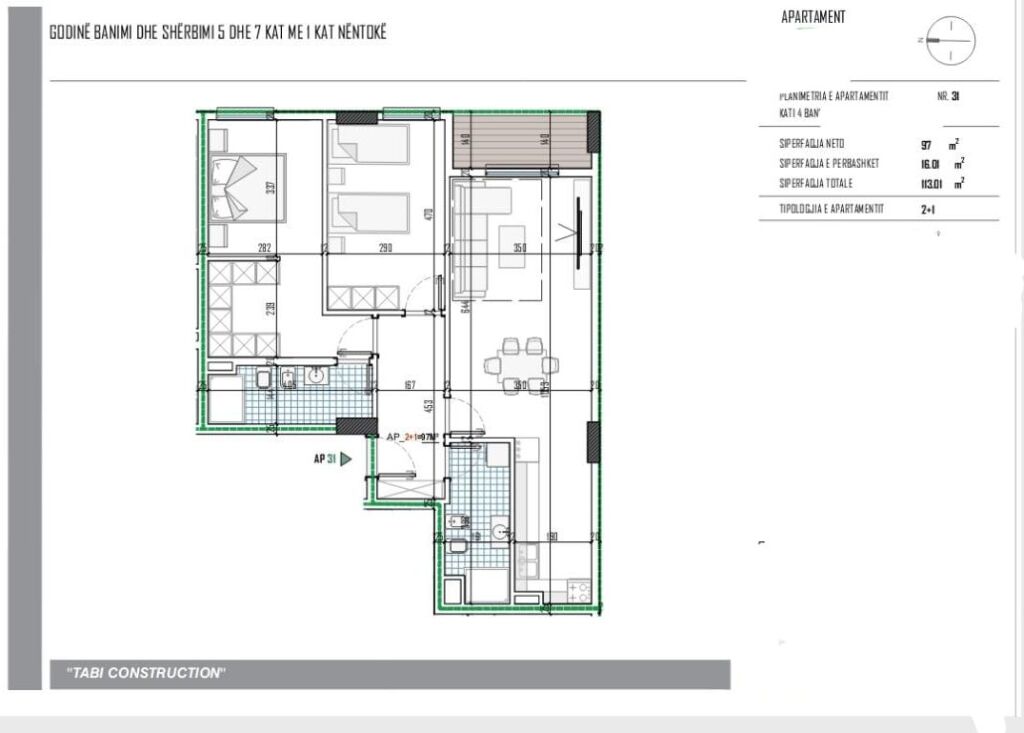 VENDESI APPARTAMENTO 2+1+2 A PASKUQAN – RESIDENZA TABI CONSTRUCTION