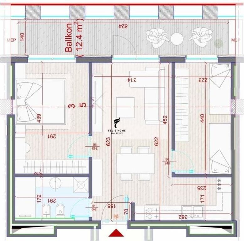 SHITET APARTAMENT 2+1 ZOGU I ZI 222.000 EURO FH-64803