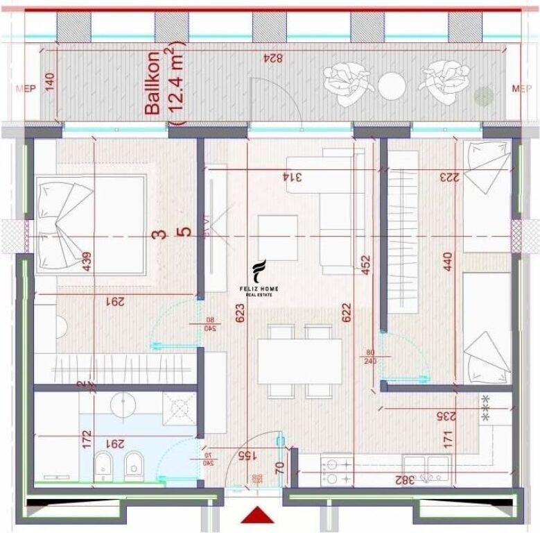 SHITET APARTAMENT 2+1 ZOGU I ZI 222.000 EURO FH-64773
