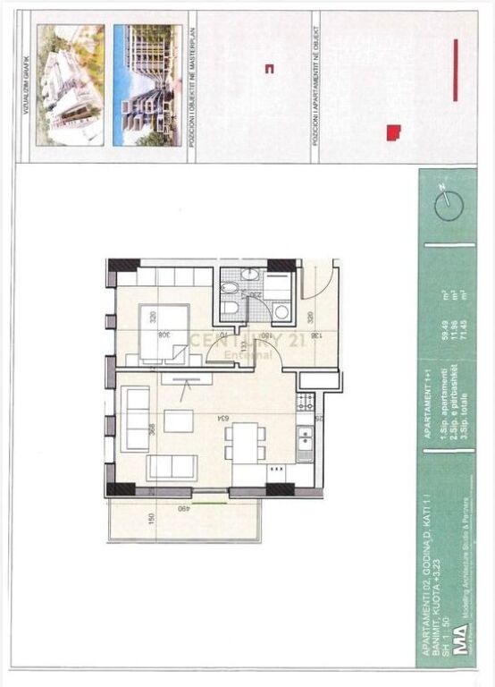Apartament 1+1+ Post Parkimi për shitje në Univers City