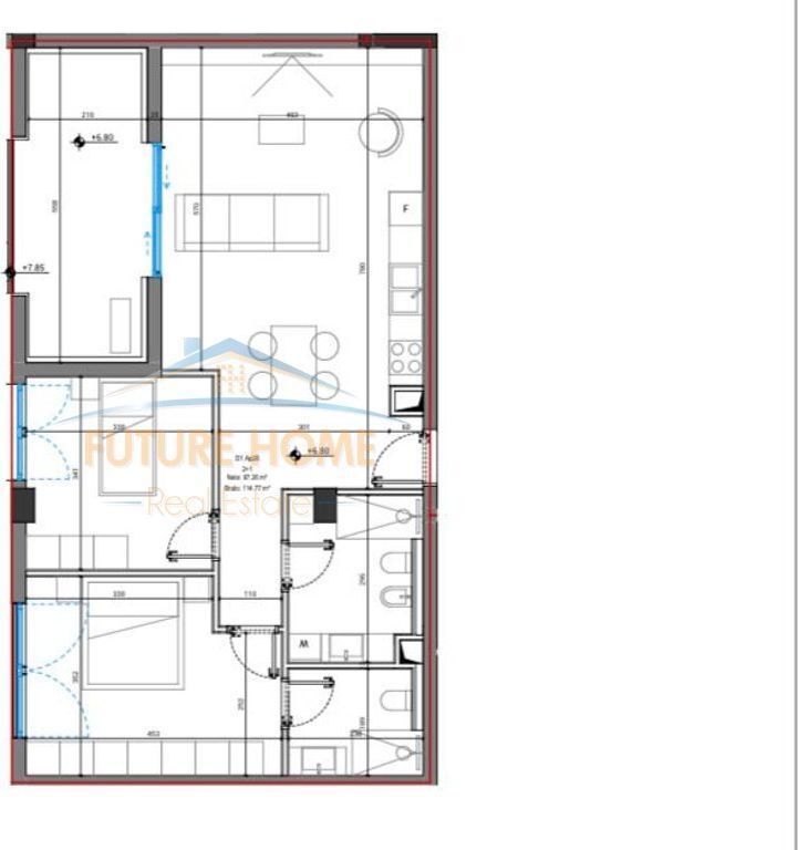 Shitet, Apartament 2+1, Square Village, Santorini II