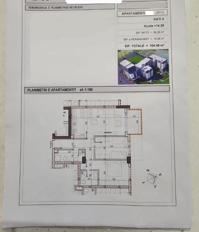 Apartment 2+1+2wc+2 Balconies for Sale in Lapraka at Complex E 88, Tirana (ID 41212072)
