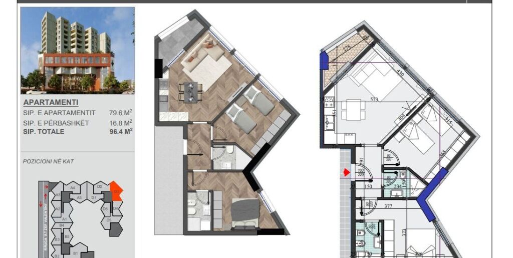 Shitet, Apartament 2+1+2, Colonnade Residence, Tiranë. Kompleksi është i pozicionuar tek Zogu i Zi.