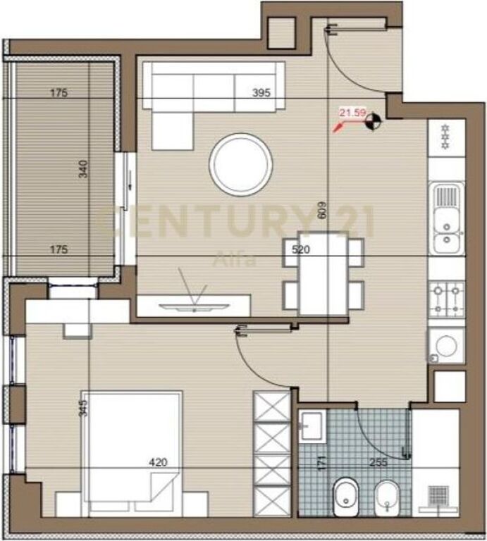 Apartment 1+1 for sale at Riviera Residence, Kamez!