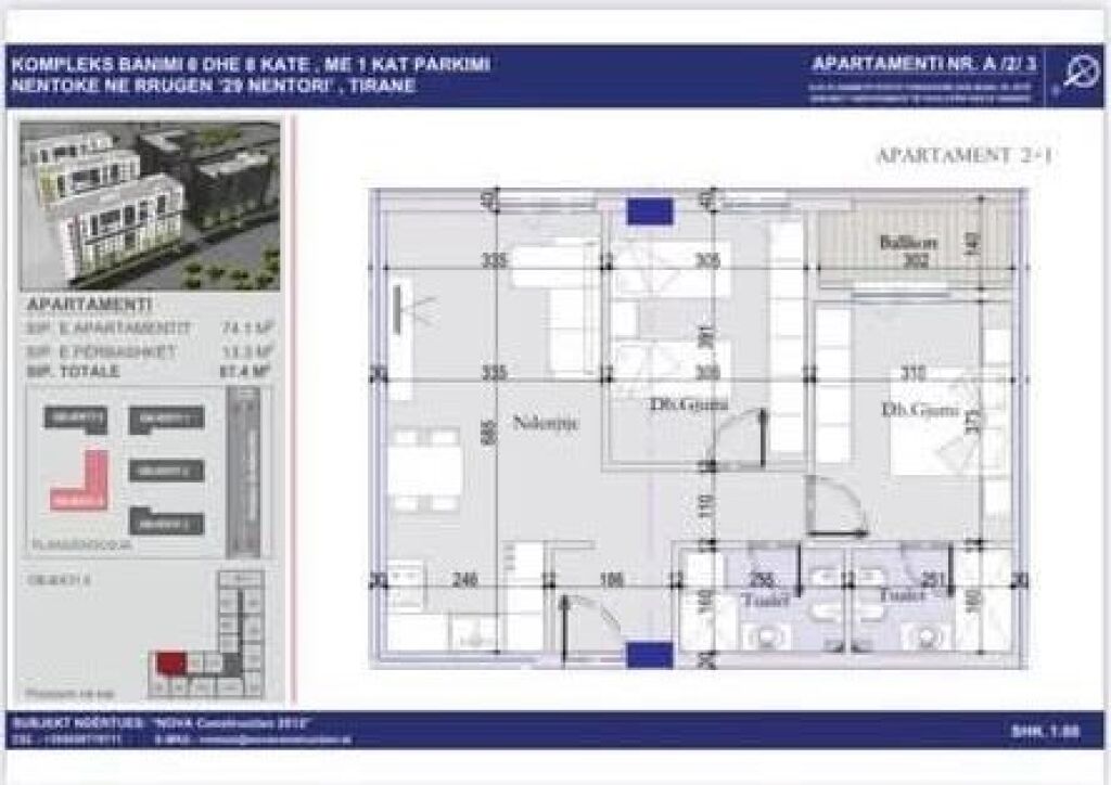 SHITET APARTAMENT 2+1+2- PRANE CASA ITALIA , TIRANE