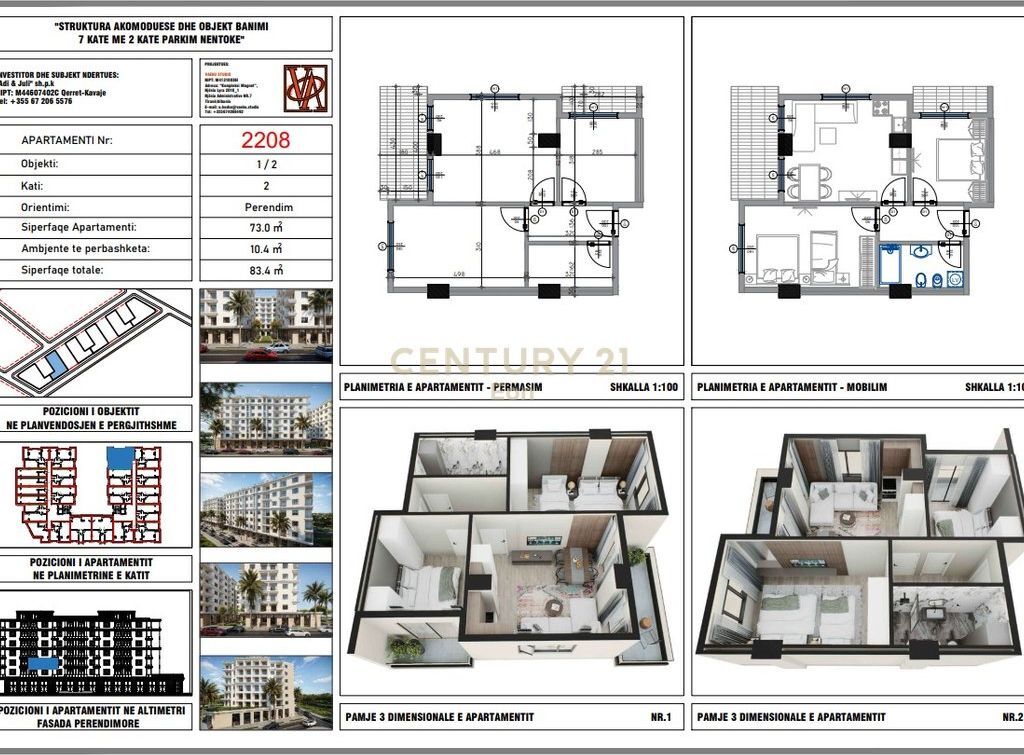 Shitet apartament 2+1 në Rezidencën "Blue Horizon" , Qerret – Pagesë me Këste !