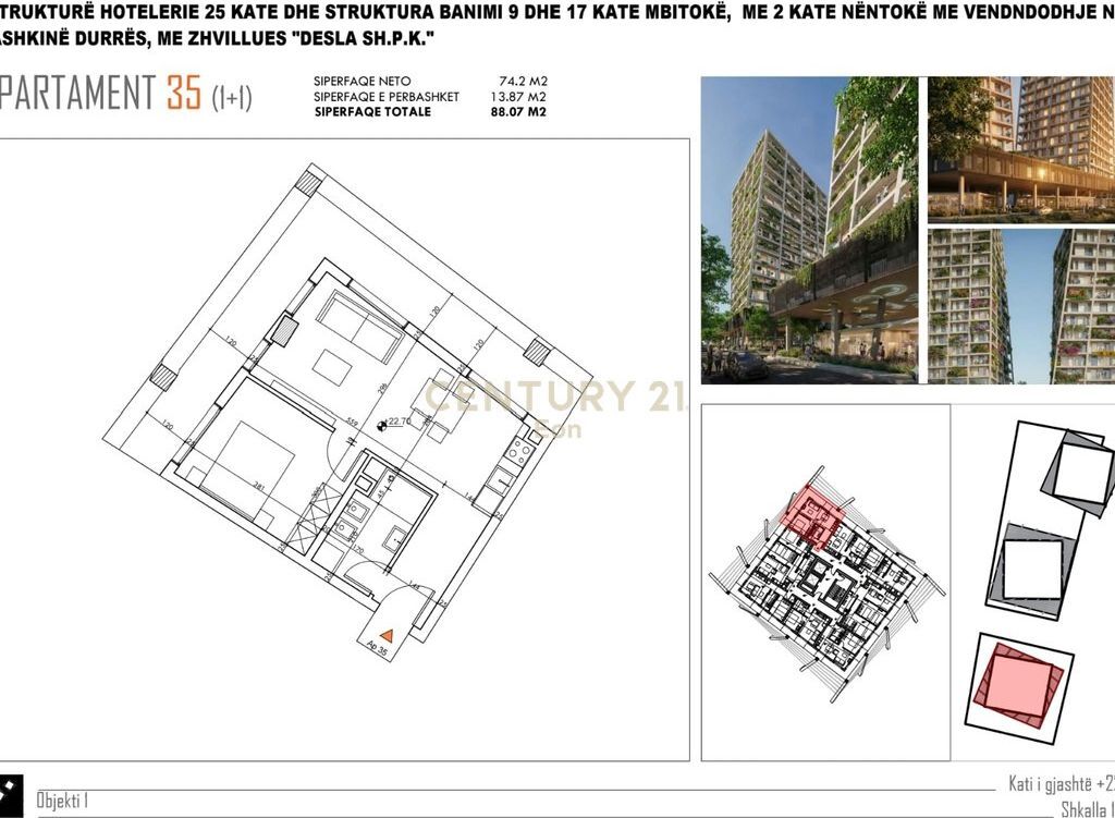 APARTAMENT 1+1 PER SHITJE TEK "DESLA TOWER" PLAZH,DURRES !