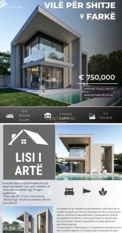 Vilë moderne me pishinë për shitje – privatësi dhe jetesë elitare