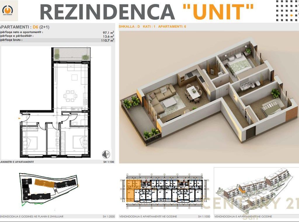 SHESIM APARTAMENT 2+1+2, PRANE TEG! 199,260 € Sip. Totale  111m2