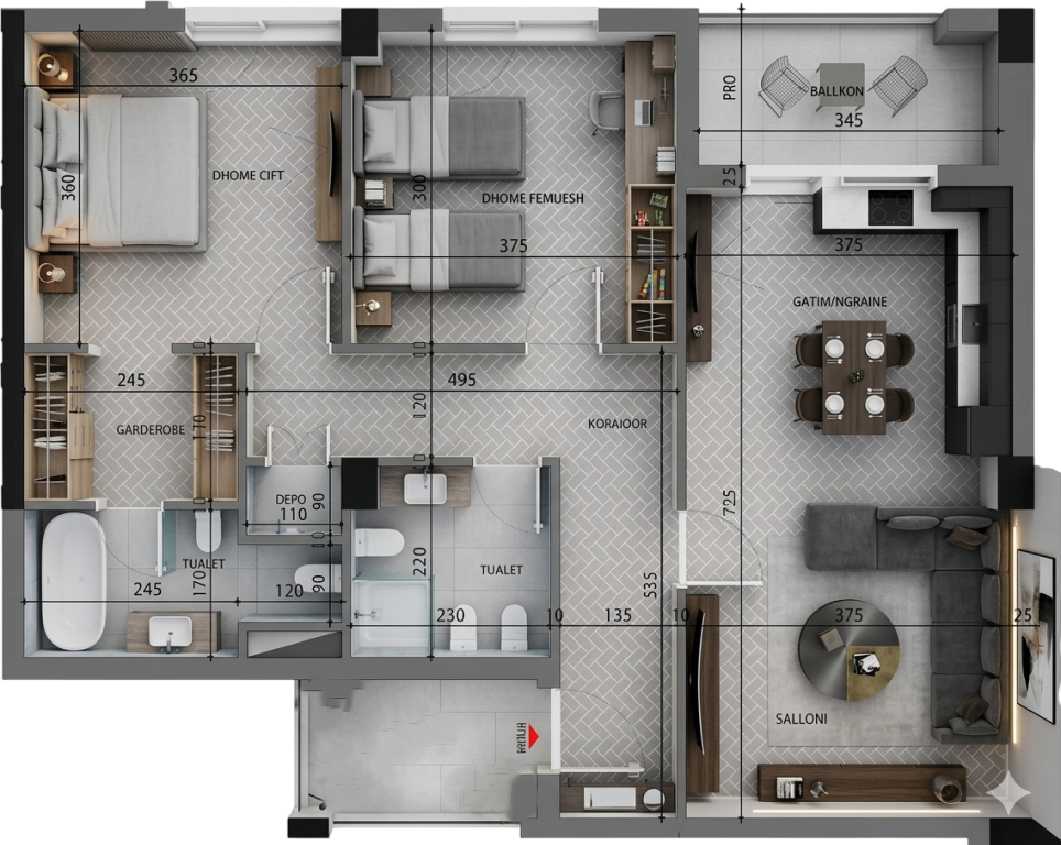 Shitet Apartament 2+1+2 – Diellon Residence, Paskuqan !