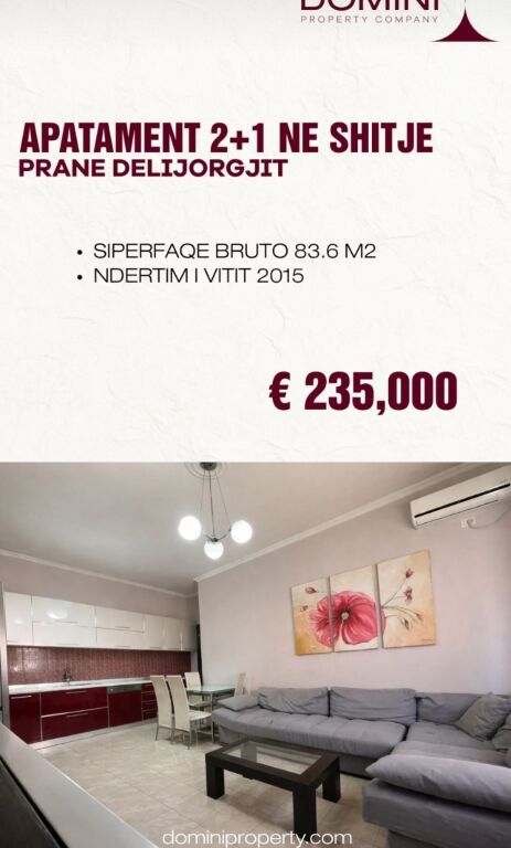 Apartament 2+1 per shitje prane Delijorgjit