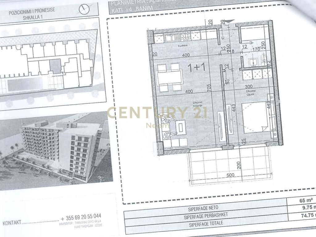 Appartamento 1+1 in vendita a Shengjin con vista mare