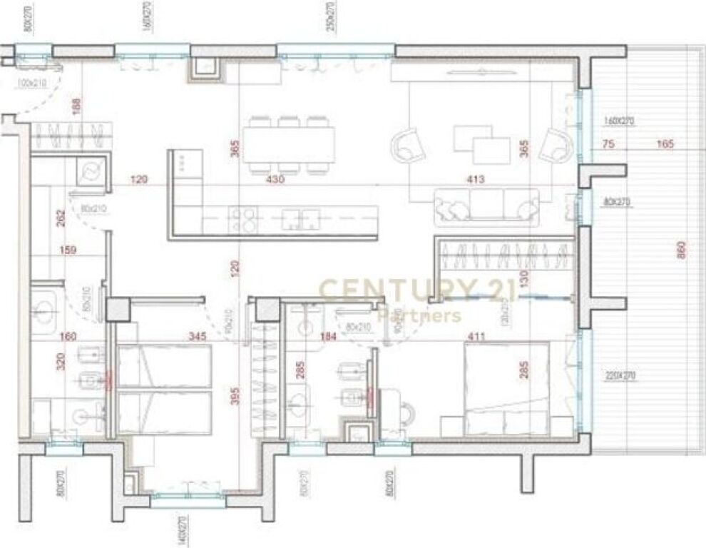 Appartamento 2+1+2 in affitto con 2 posti auto