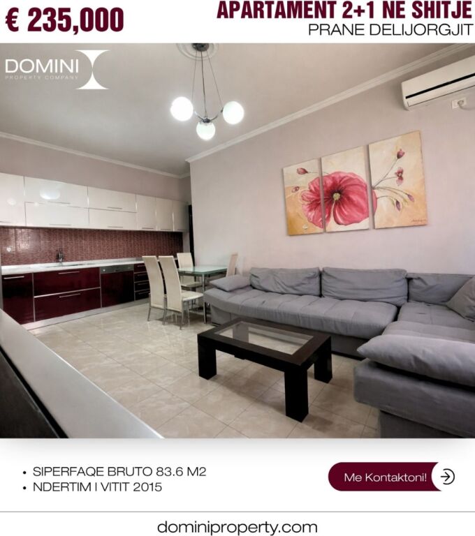 Apartament 2+1 per shitje prane Delijorgjit