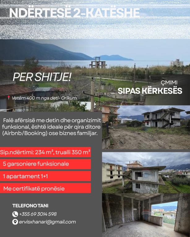 Ndertese 2 kateshe per shitje,Orikum