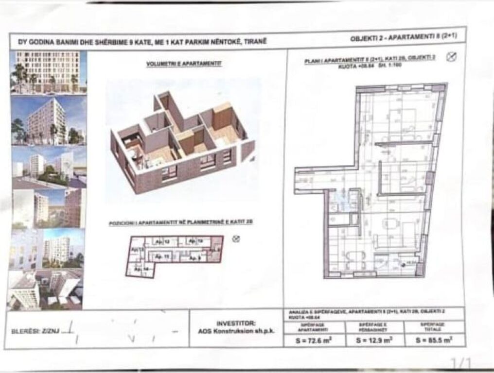 APARTAMENT 2+1 PER SHITJE NE ASTIR
