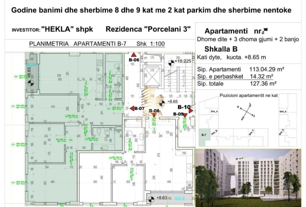 Shitet Apartament 3+1+2+Blk, Porcelan – Rezidenca ”Porcelan 3”, 203,000 Euro