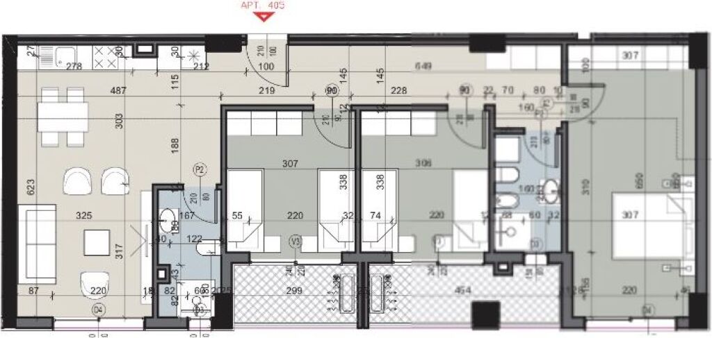 Shitet apartament 3+1+2+2 poste parkimi, selite kompleksi 3D ndahet ne 2 1+1