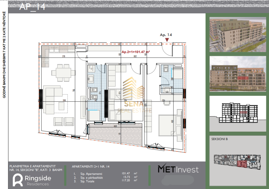 In vendita, Appartamento 2+1+2+blk, Paskuqan – Ringside Residence, 129.000 Euro