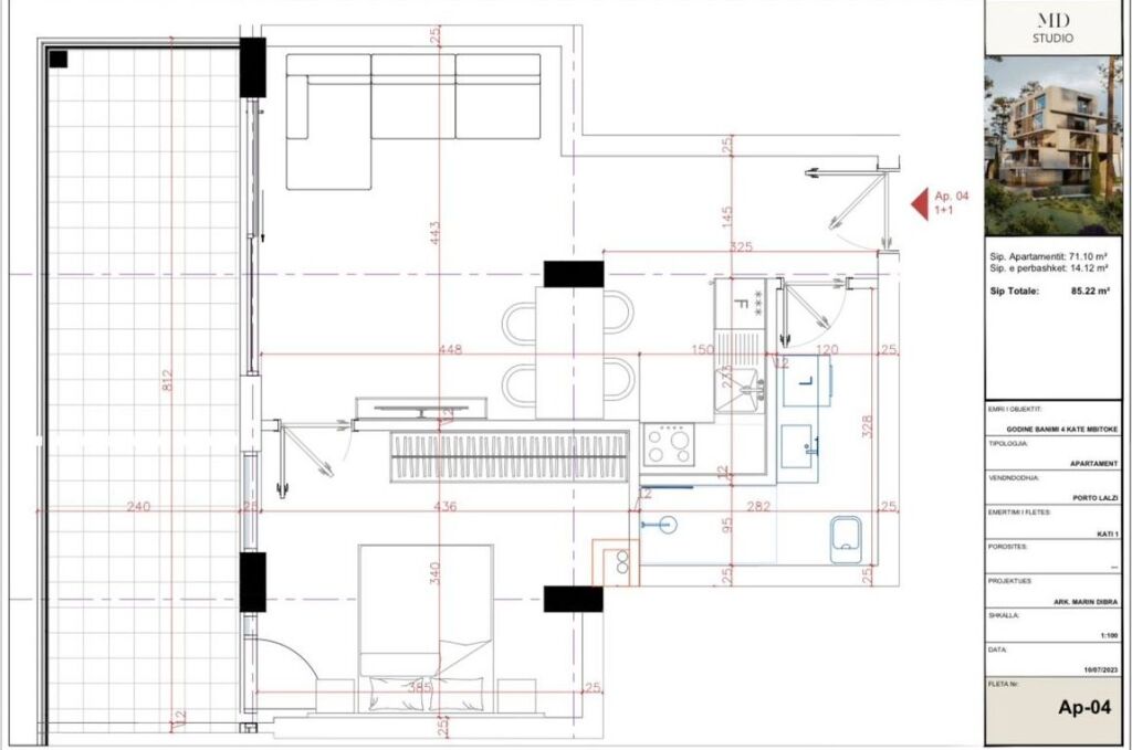 Apartment 1+1 for sale in Porto Lalëz – Ideal investment by the sea