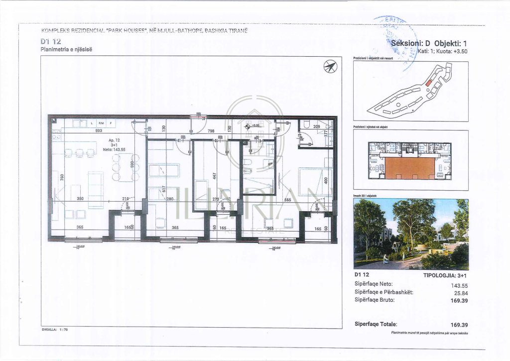 Appartamento moderno 3+1 in vendita a Mjull-Bathore, Tirana