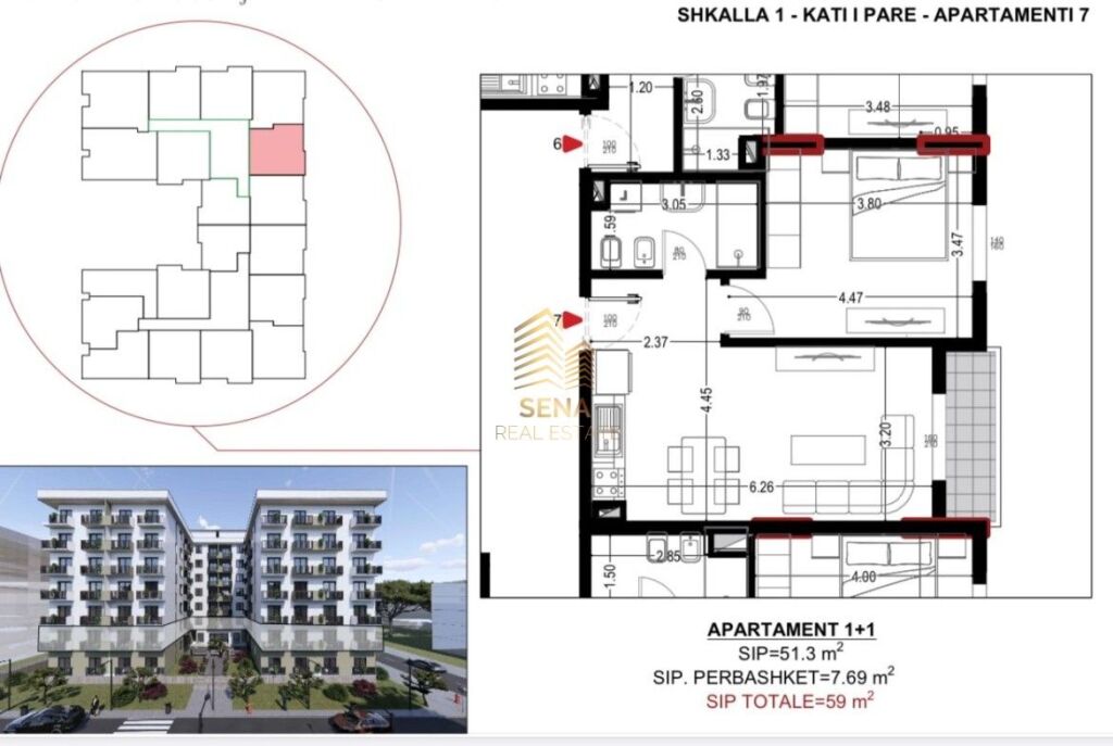 Shitet, Apartament 1+1+blk, Golem-Flower Hotel, 70.800 Euro
