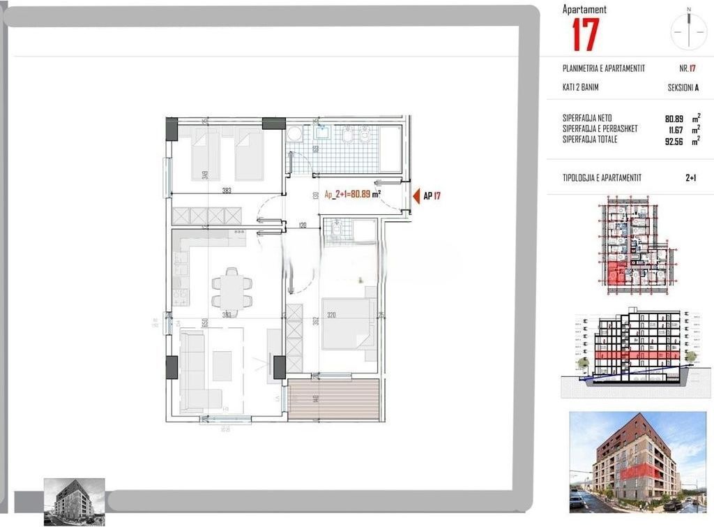 OCCASIONE! 1050 EURO/M2-APPARTAMENTO 2+1+2 IN VENDITA A PASKUQAN 97.200 €