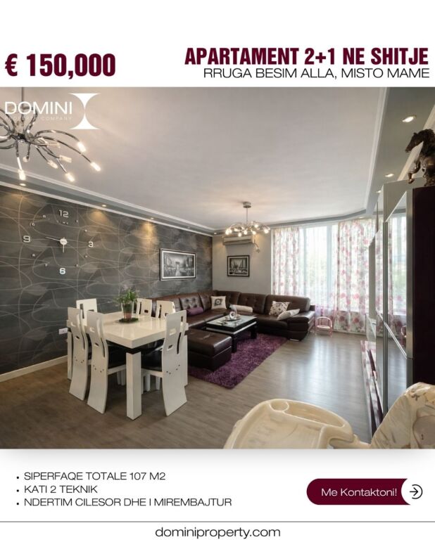 Apartament 2+1 Ne Shitje prane Misto Mame