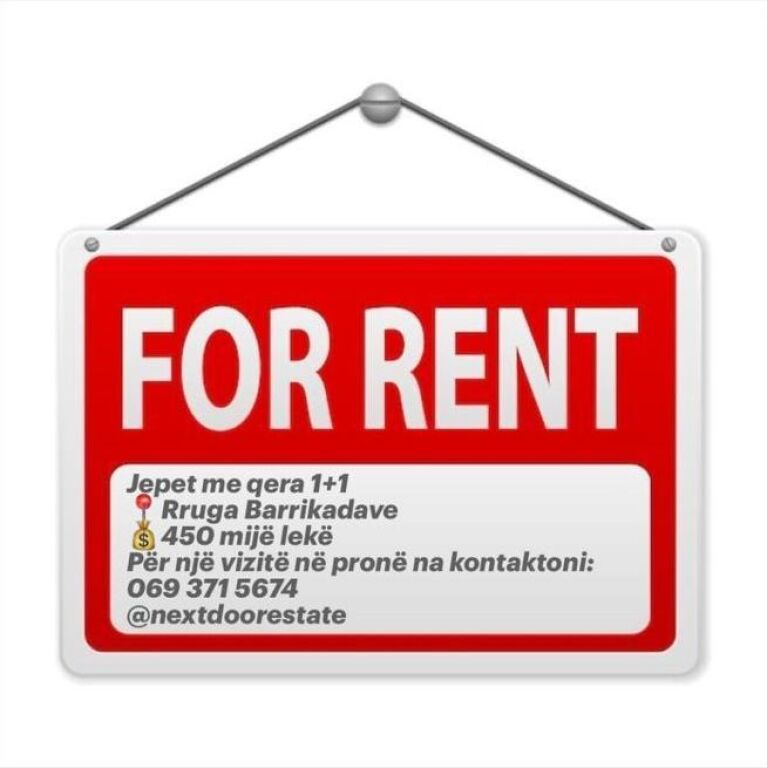 Apartment for rent 1+1 - 📍Barrikadave Street, near Sami Frasheri high school