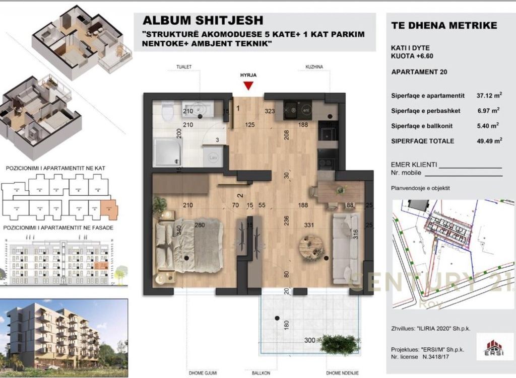 APARTAMENT 1+1 PER SHITJE NE MALIN E ROBIT!
