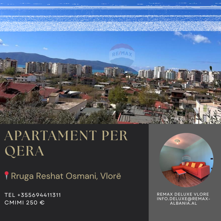 🏡 APARTAMENT 1+1 ME QIRA – ZONA E CENTRALES, VLORË