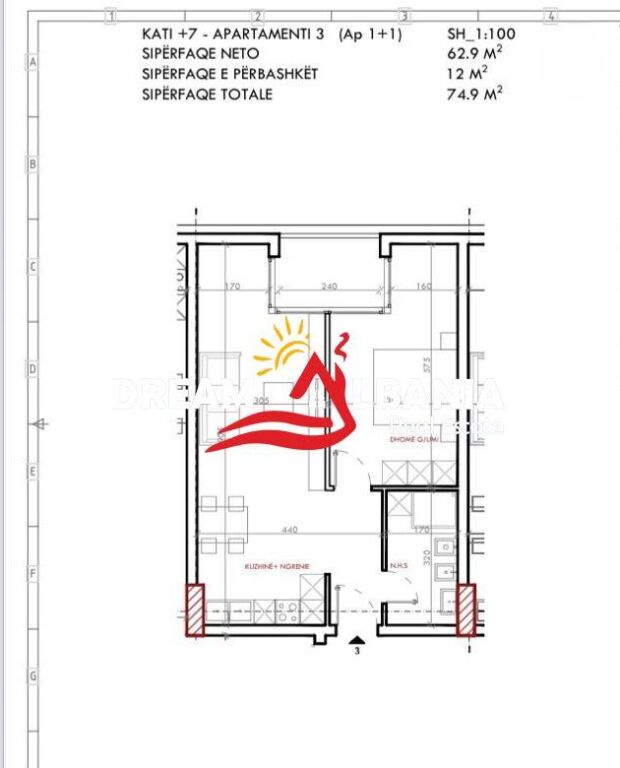 Apartment 1+1 for sale in the Astir area in Tirana (ID 41111542)