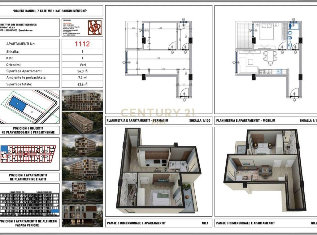 Vendiamo appartamento 1+1 nella Residenza "Vista Mare", Qerret – Pagamento a Rate!