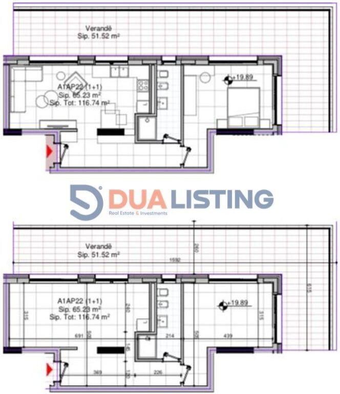 Shitet Apartament 1+1 me verande tek Bulevardi i Ri