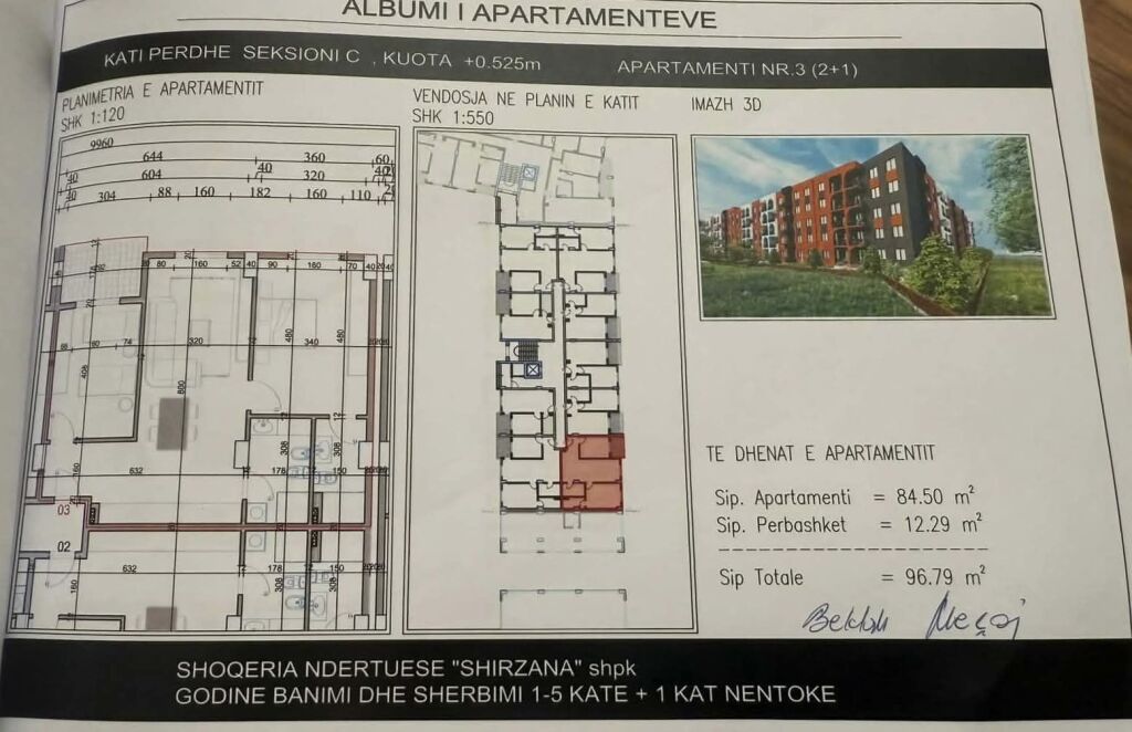 SHITET APARTAMENT 2+1- PASKUQAN , TIRANE
