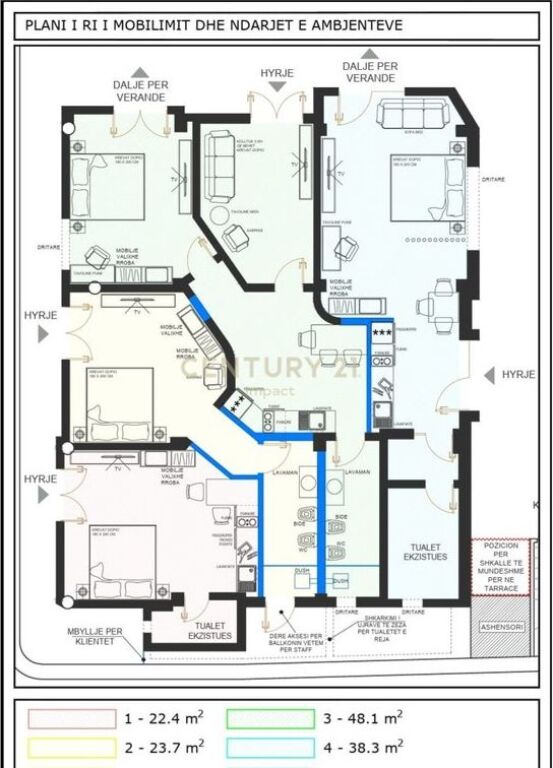 Hotel në Shitje në Myslym Shyri, Tiranë - 527.5m nga SHESHI SKENDERBEJ !  1100000 €