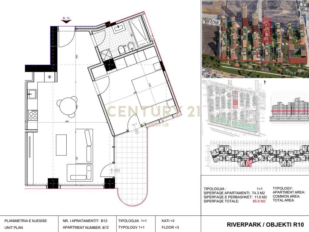1+1 apartment for sale, River Park Residence