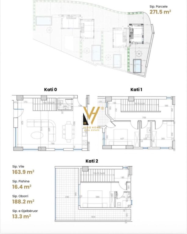 SHITET VILE TRE KATESHE TE WHITE VILLAS , BORSH 570.000 EURO