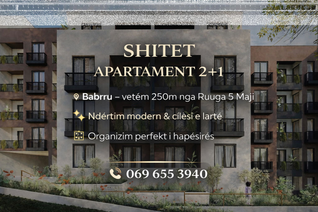 Shitet Apartament 2+1 në Babrru 250m larg nga Rruga 5 maji. 131'200€
