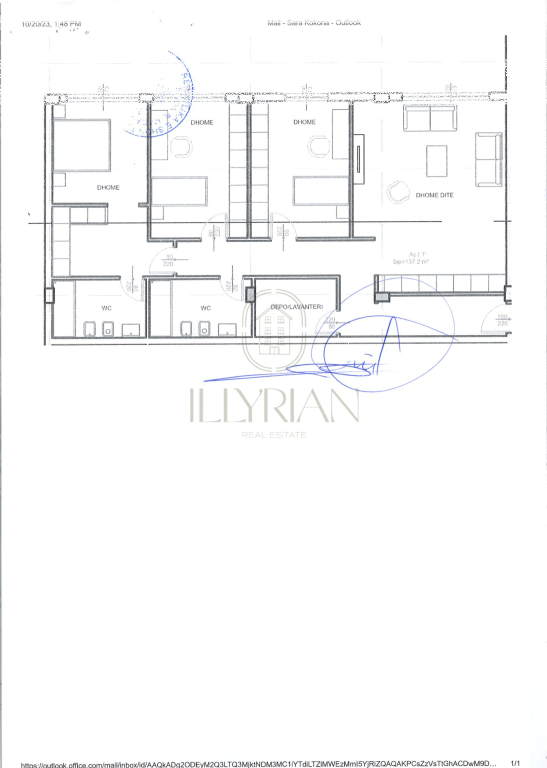 3+1 apartment for sale in Farkë e Vogël