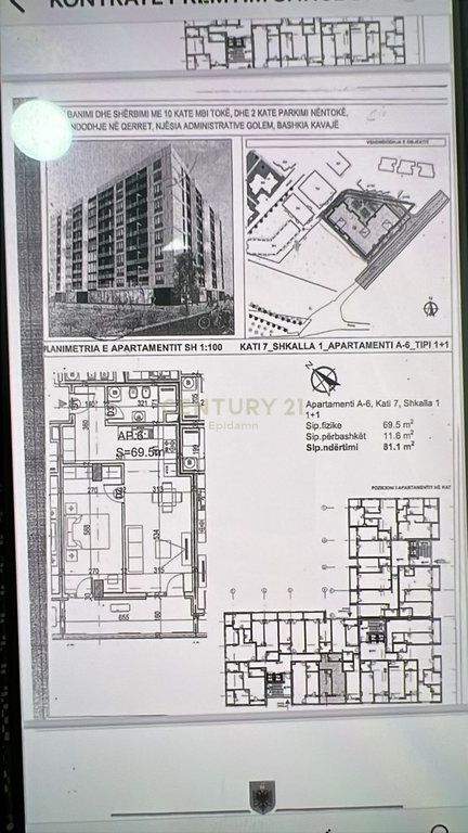 Apartment 1+1 with sea view for sale in Qerret, Durres