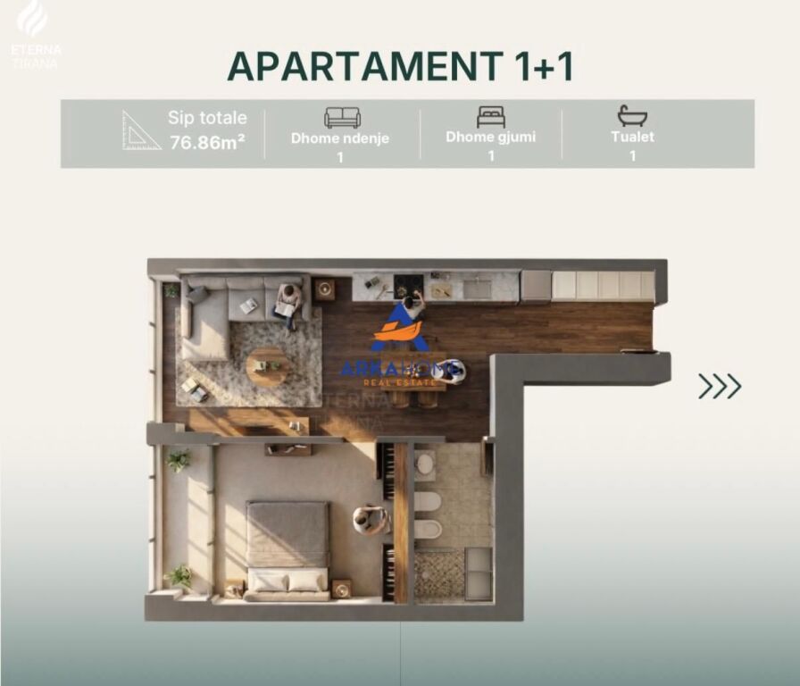 SHITET APARTAMENT 1+1 "RRUGA SEMAN ROZA, PRANE LANES" 115.200 EURO