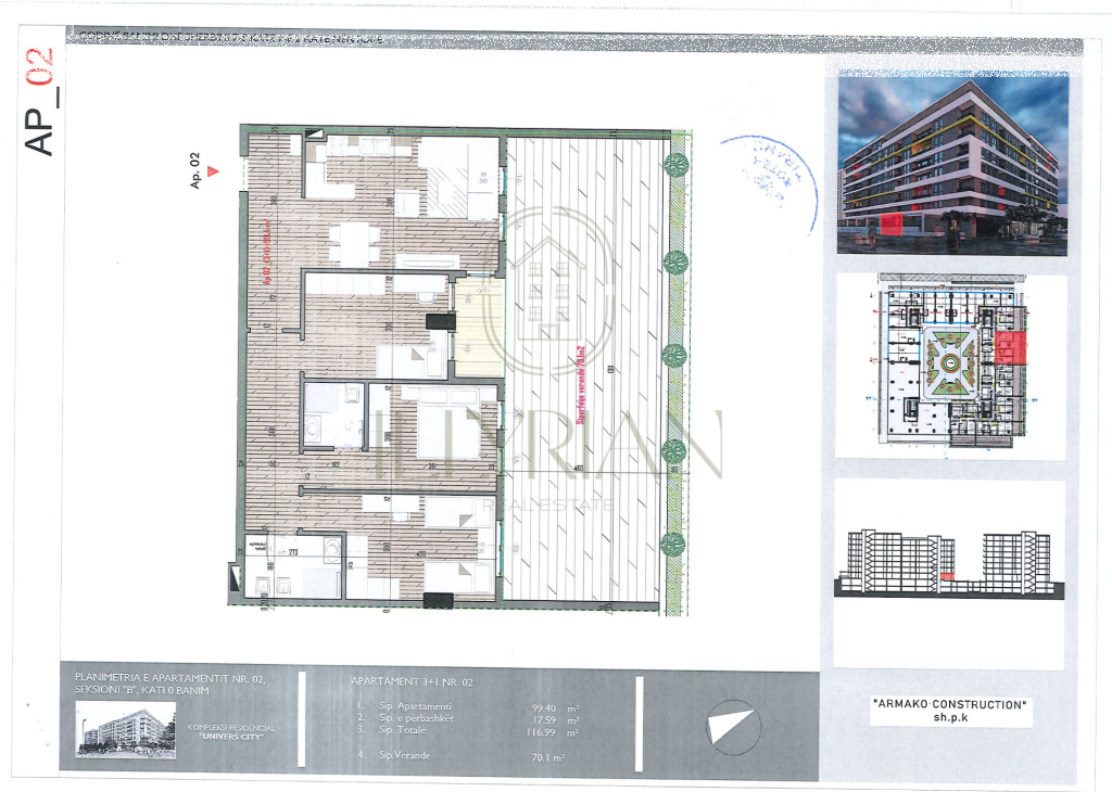 Apartment 3+1 with veranda + garage for sale at Univers City – premium space