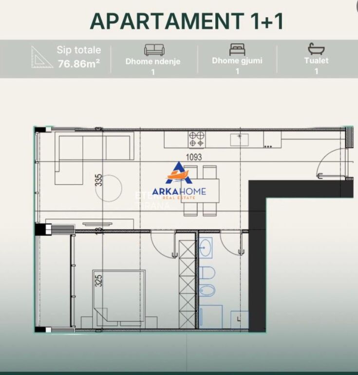 SHITET APARTAMENT 1+1 "RRUGA SEMAN ROZA, PRANE LANES" 115.200 EURO