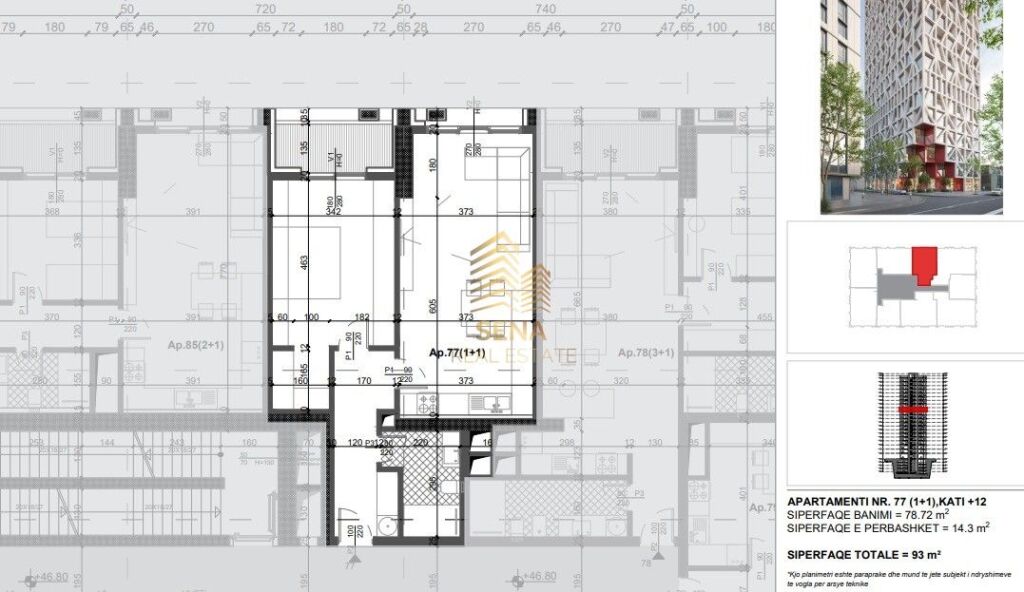 Apartment 1+1+Blk for Sale, Filigree Tower – Xhamllik, 214,000 Euro