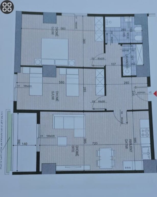 🏡 Apartament në shitje 2+1 + Lavanderi – Ish Fusha e Aviacionit (Pepa Group) 