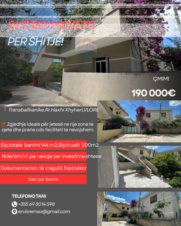 SHTËPI PRIVATE PËR SHITJE – RR. HAXHI XHYHERI, VLORË
